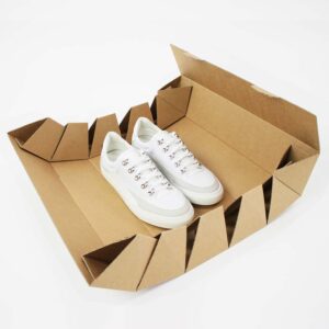 shoes can be shipped in the rollor light to surprise customers with a sustainable innovative shoebox